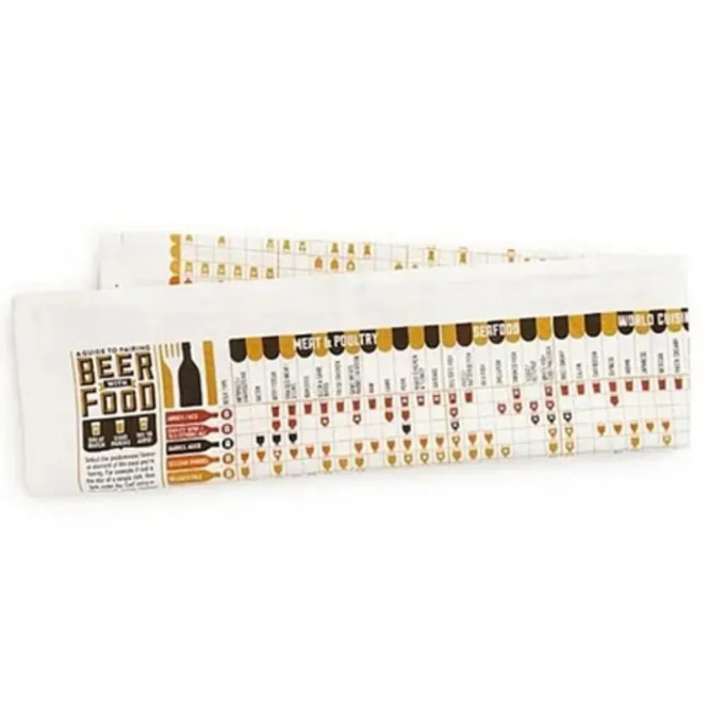 Beer & Food Pairing Chart Kitchen Towel 2440 Combos Bar Gift or Decor NWT UK